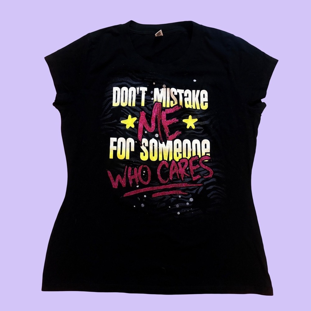 Y2K Hybrid Don't Mistake Me For Someone Who Cares Graphic Tee Scene #17